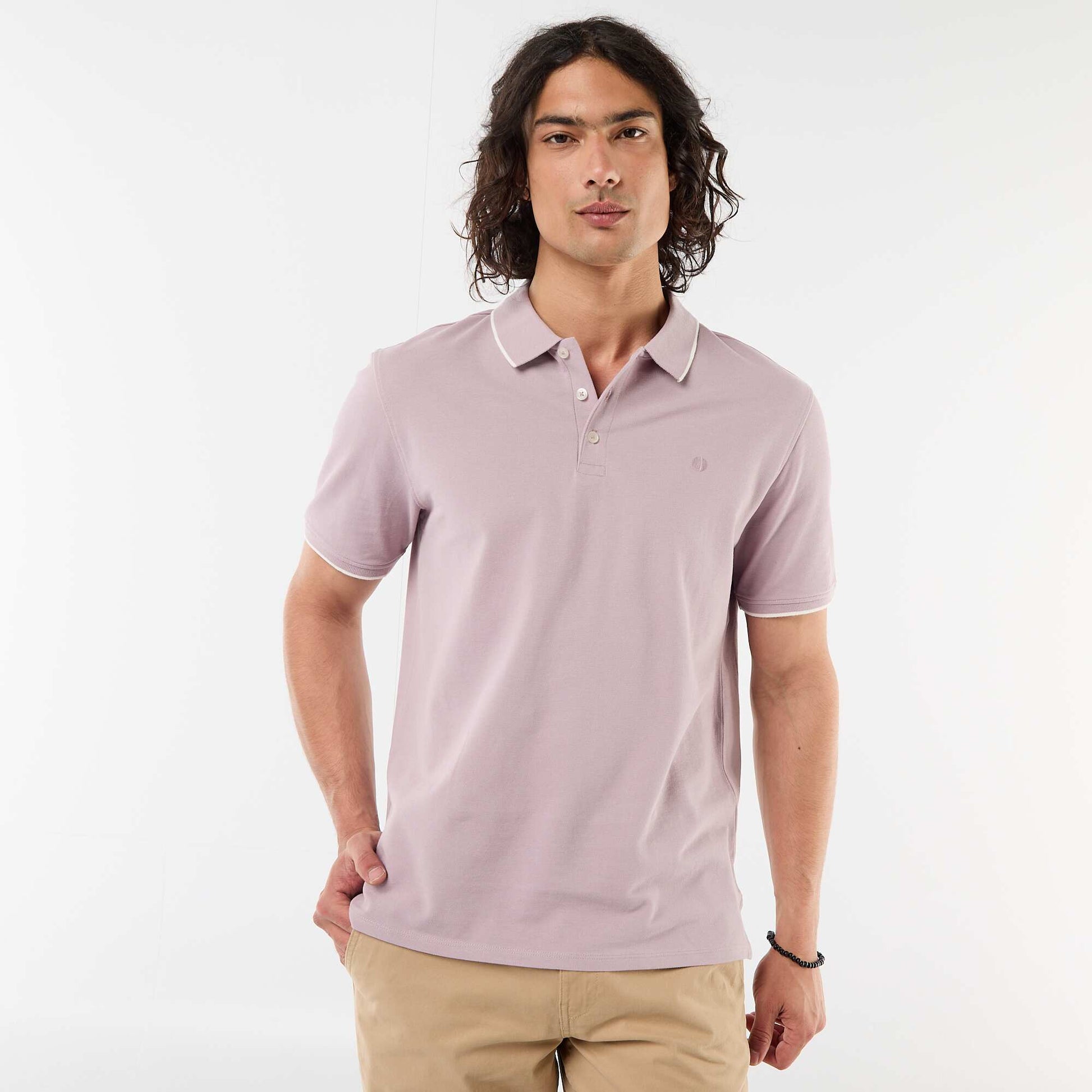 Polo en piqué de coton VIOLET
