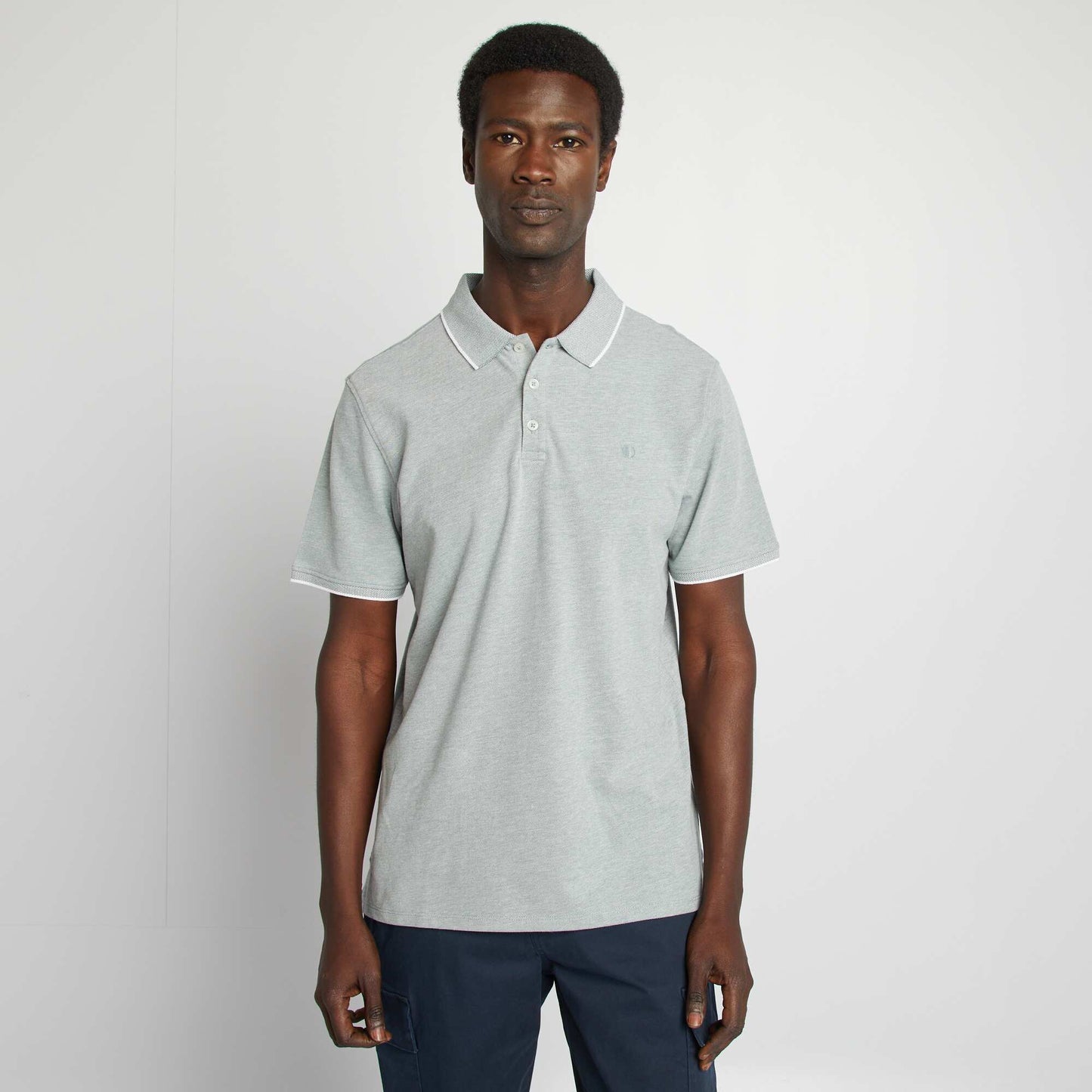 Polo en piqué de coton VERT MOULINé