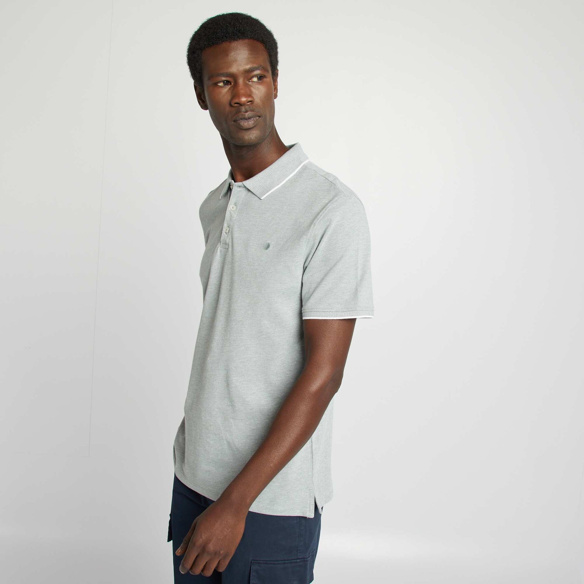 Polo en piqué de coton VERT MOULINé