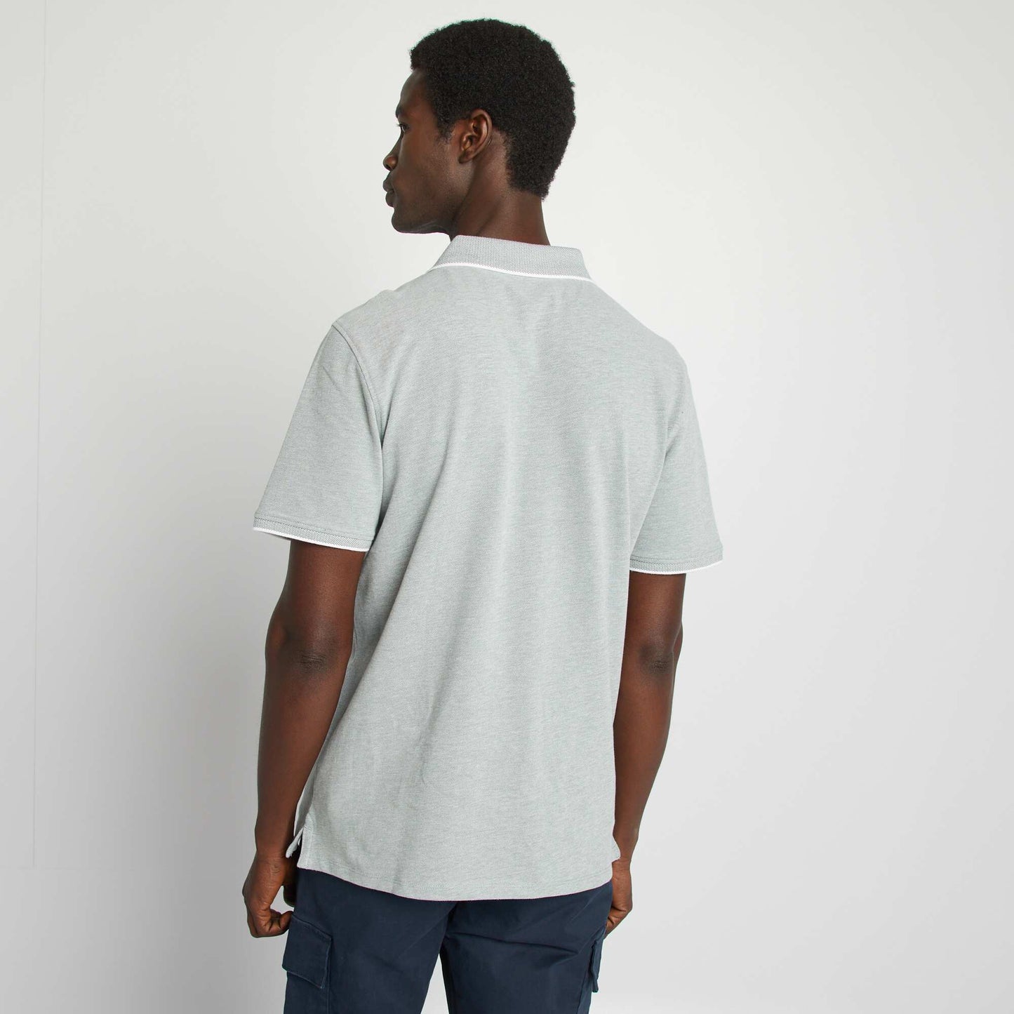 Polo en piqué de coton VERT MOULINé