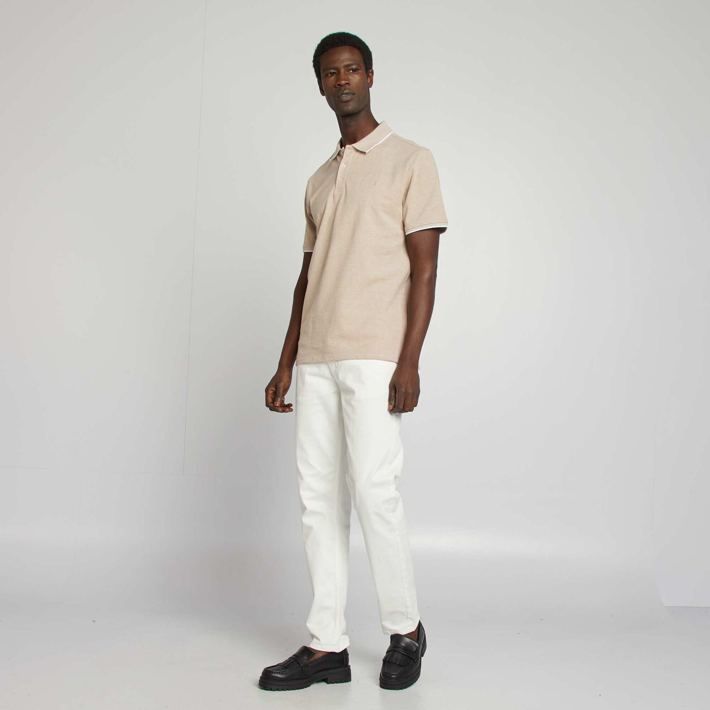 Polo en piqué de coton MARRON MOULINé