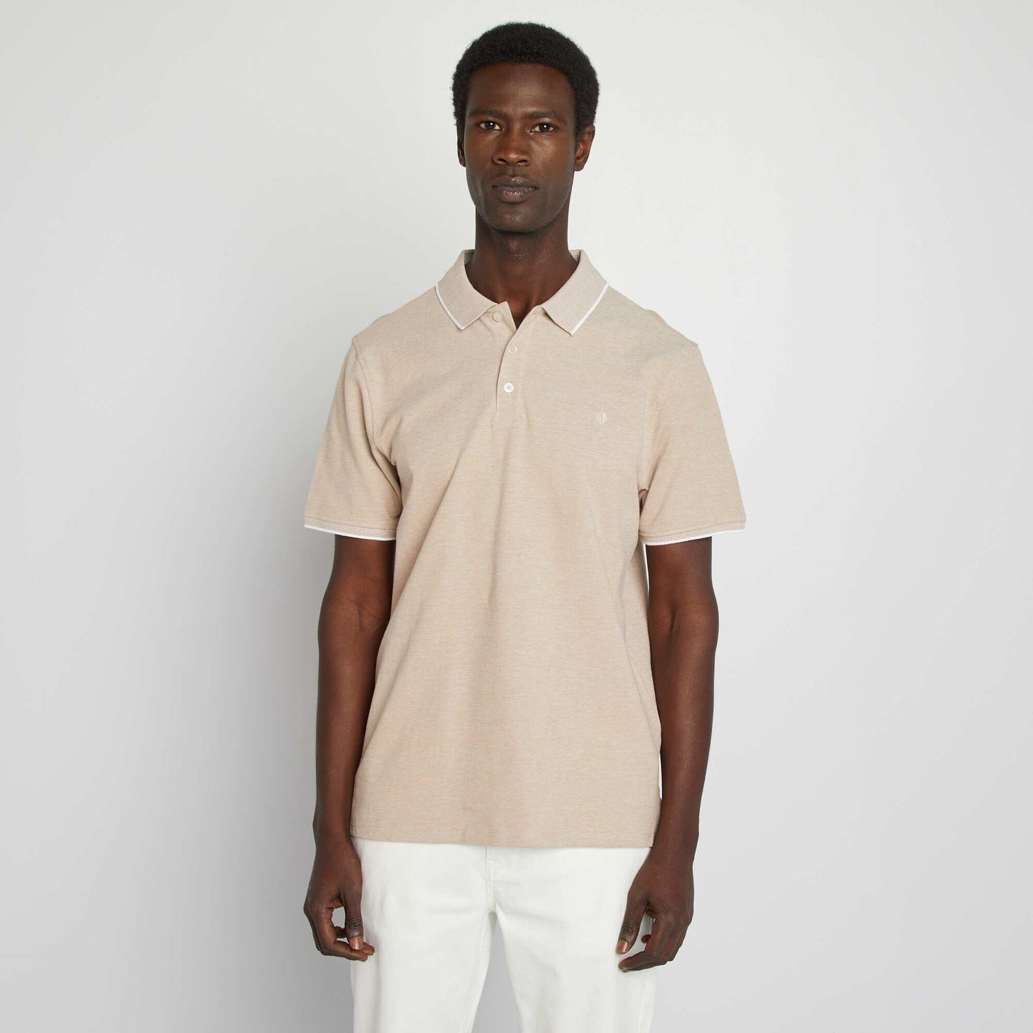 Polo en piqué de coton MARRON MOULINé