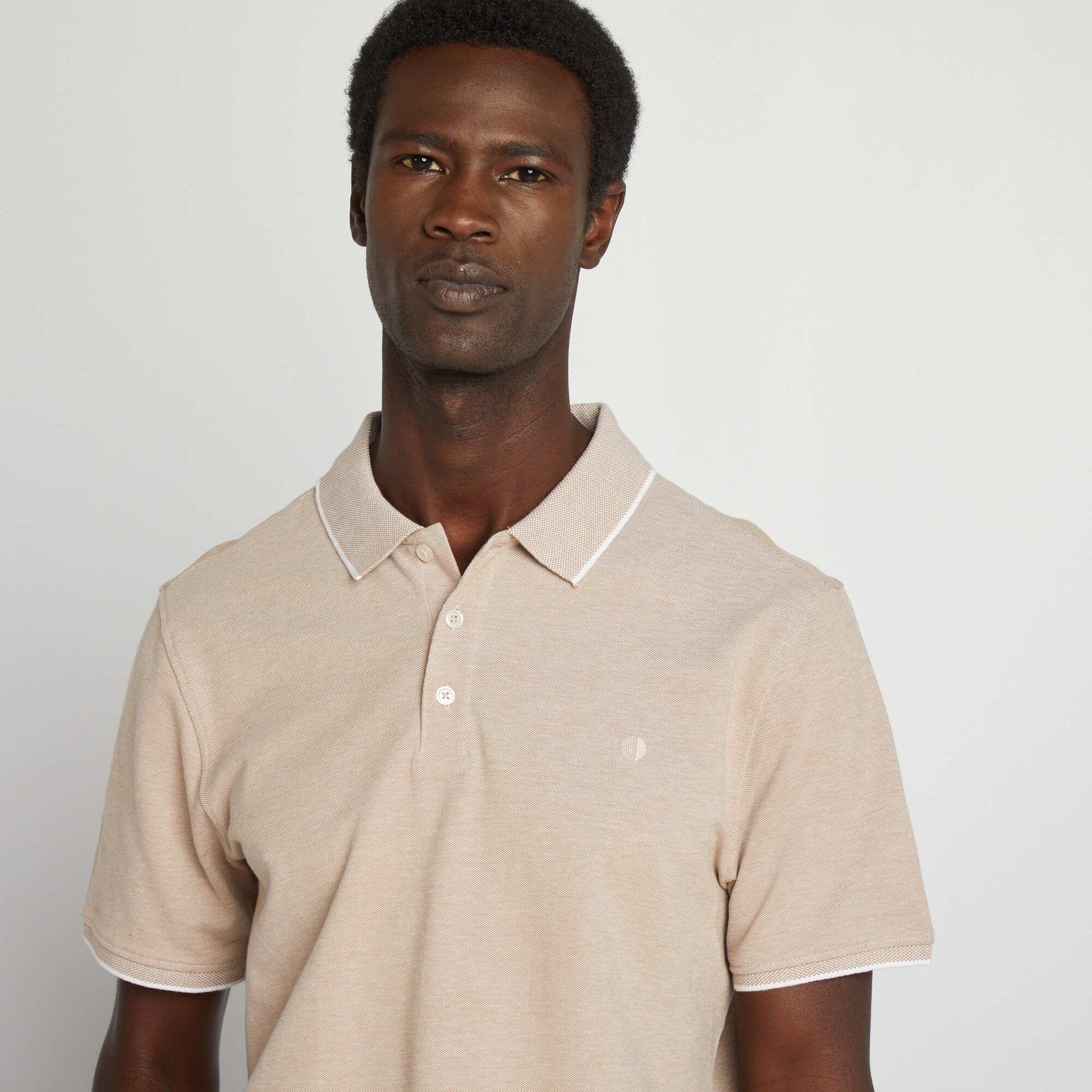 Polo en piqué de coton MARRON MOULINé