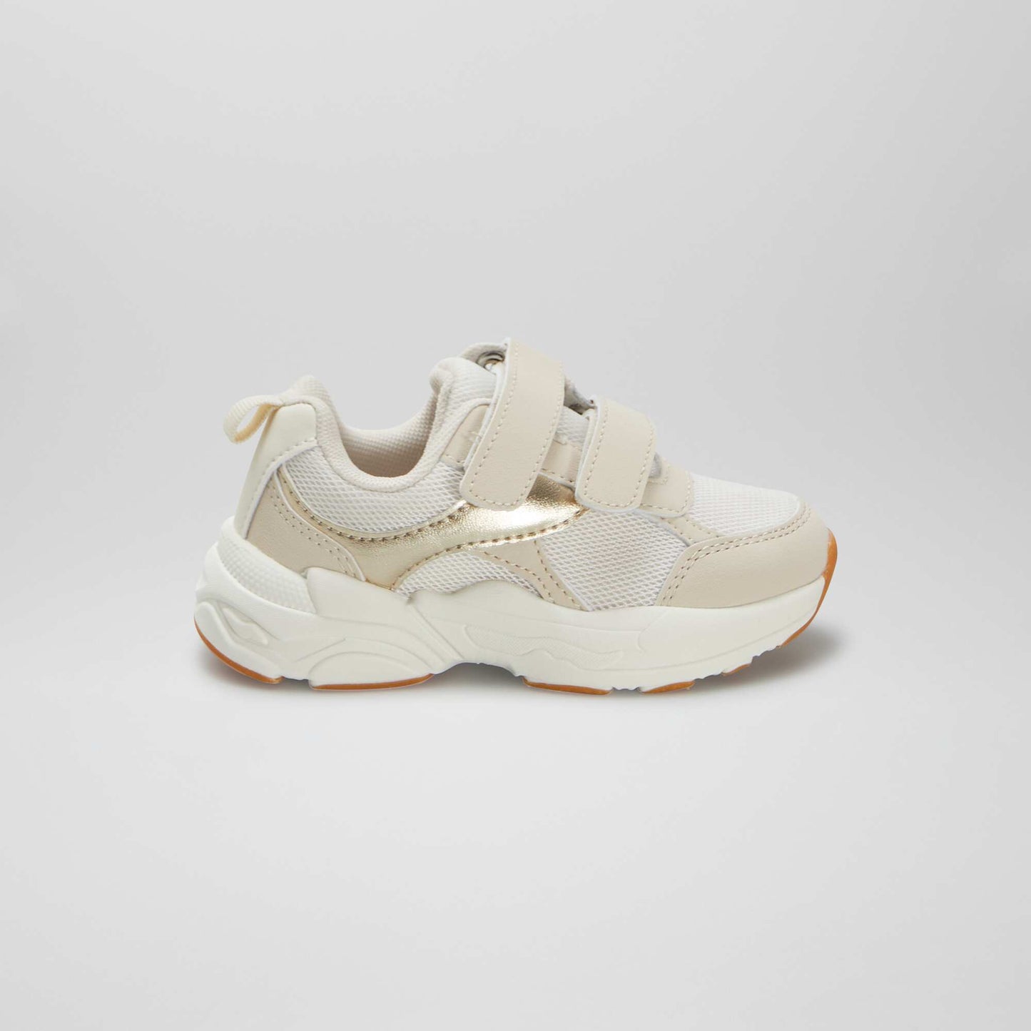 Baskets en simili et mesh Beige