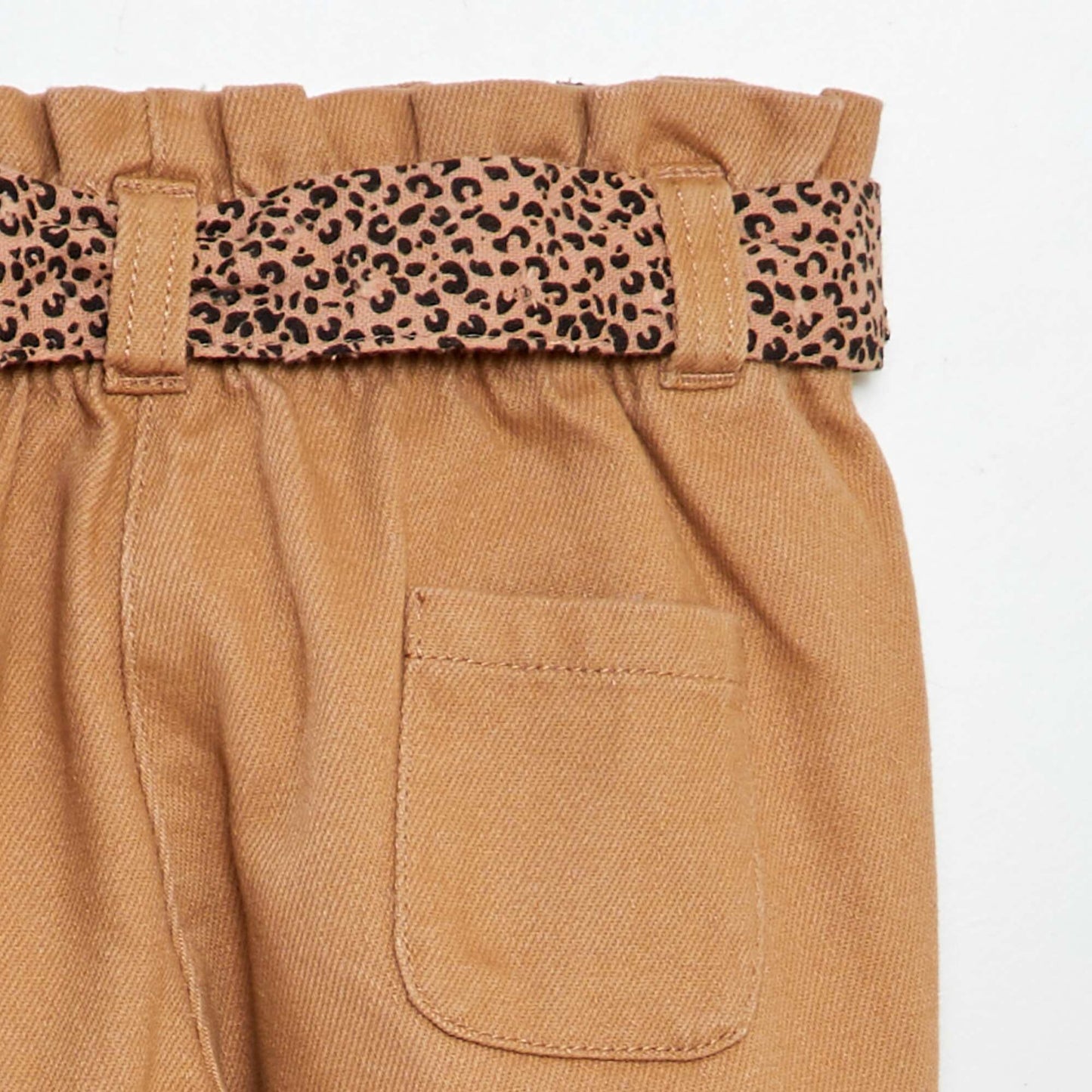 Jean paperbag avec ceinture à motif Beige