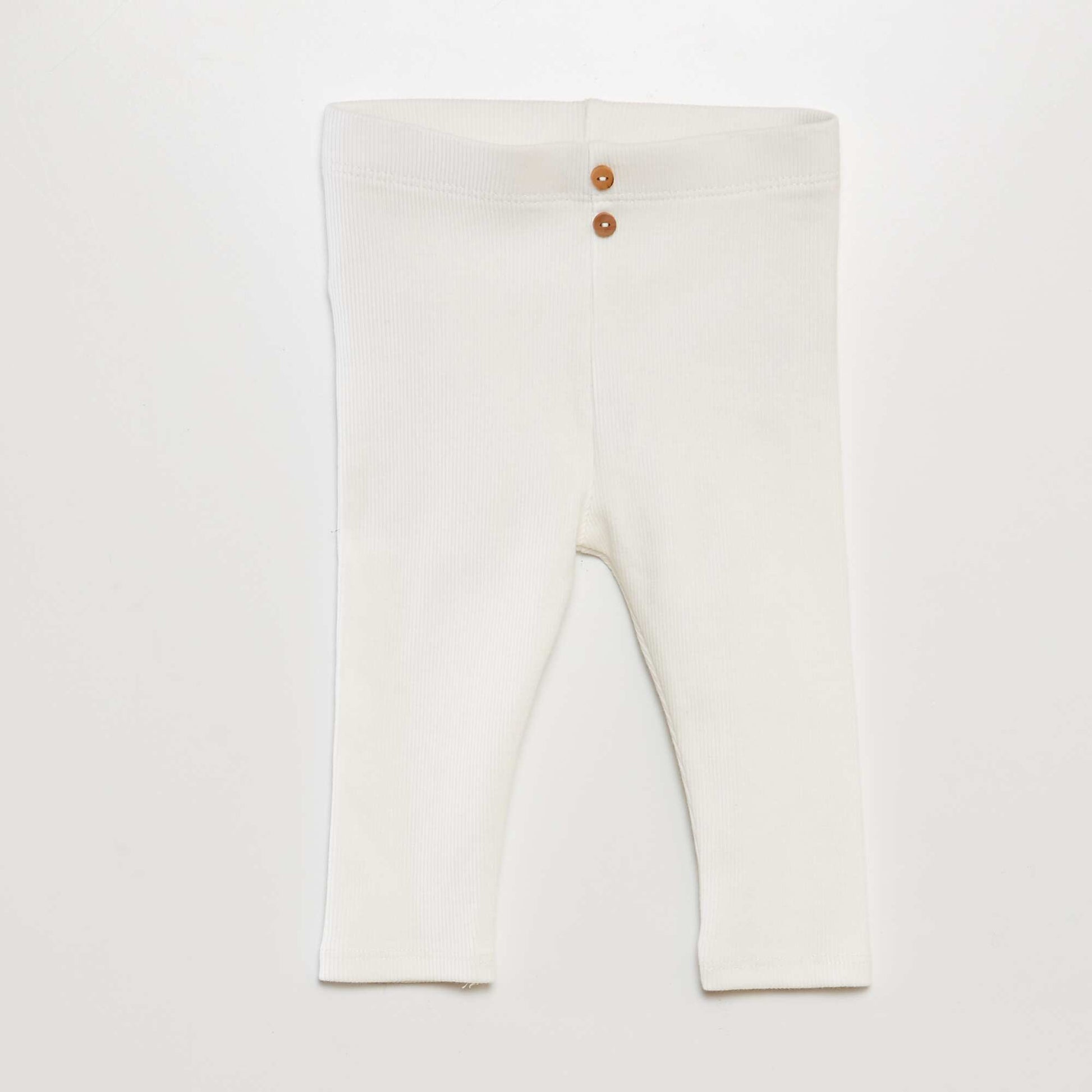 Legging côtelé avec boutons Blanc