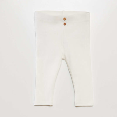 Legging côtelé avec boutons Blanc