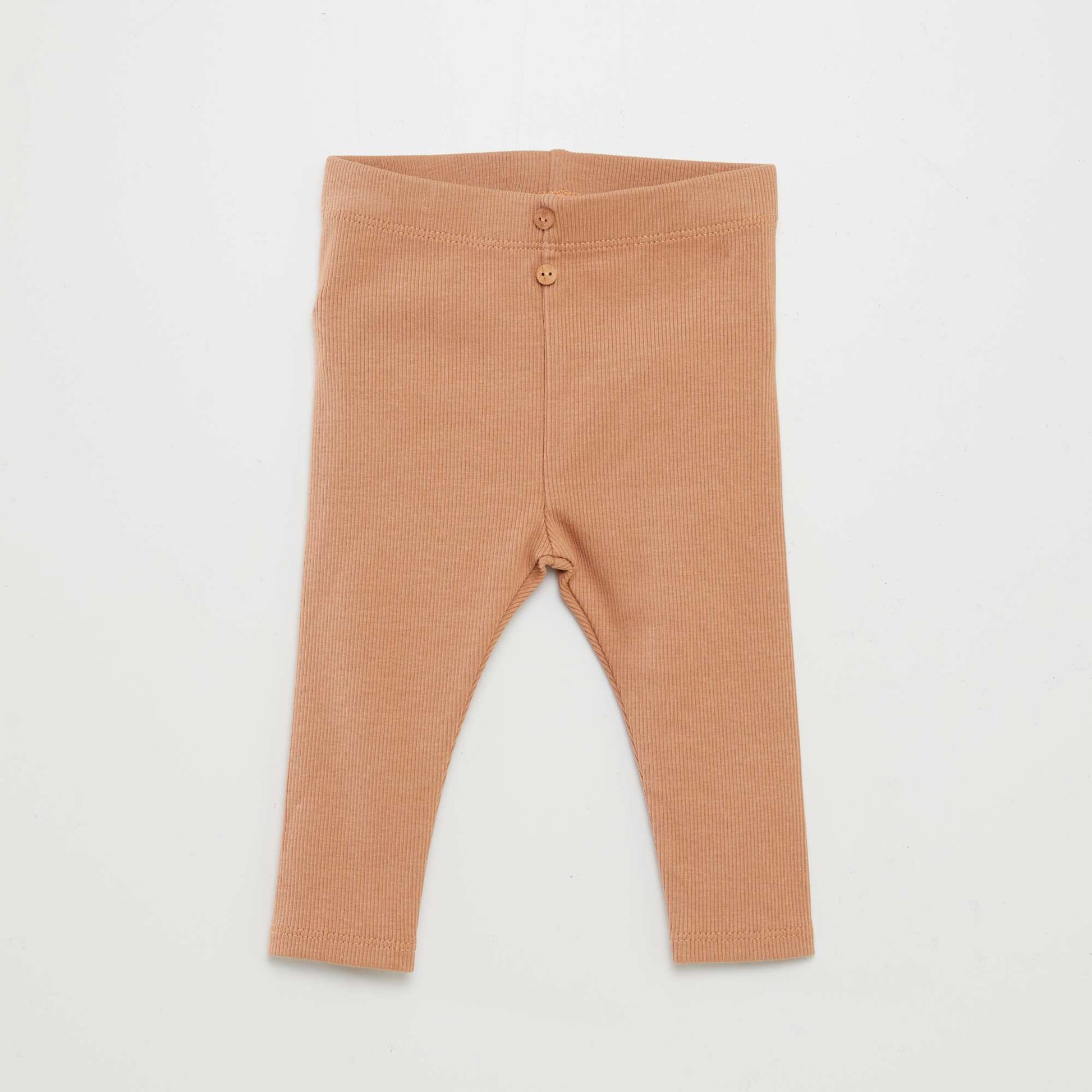 Legging côtelé avec boutons MARRON