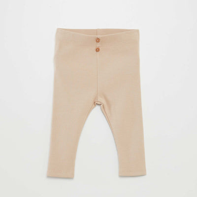 Legging côtelé avec boutons BEIGE