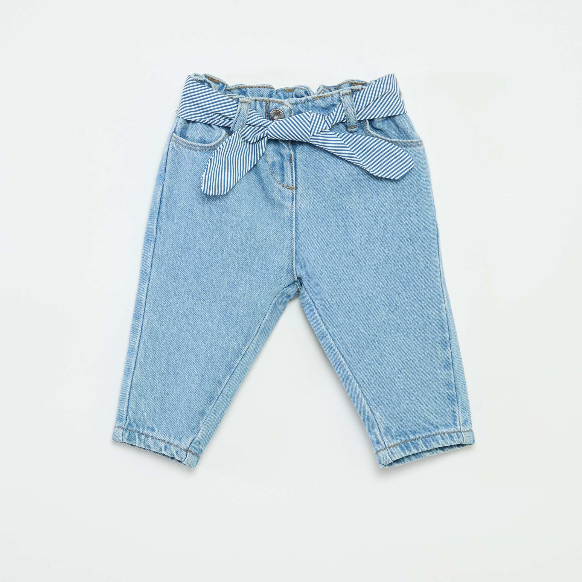 Jean paperbag + ceinture à motif BLEU