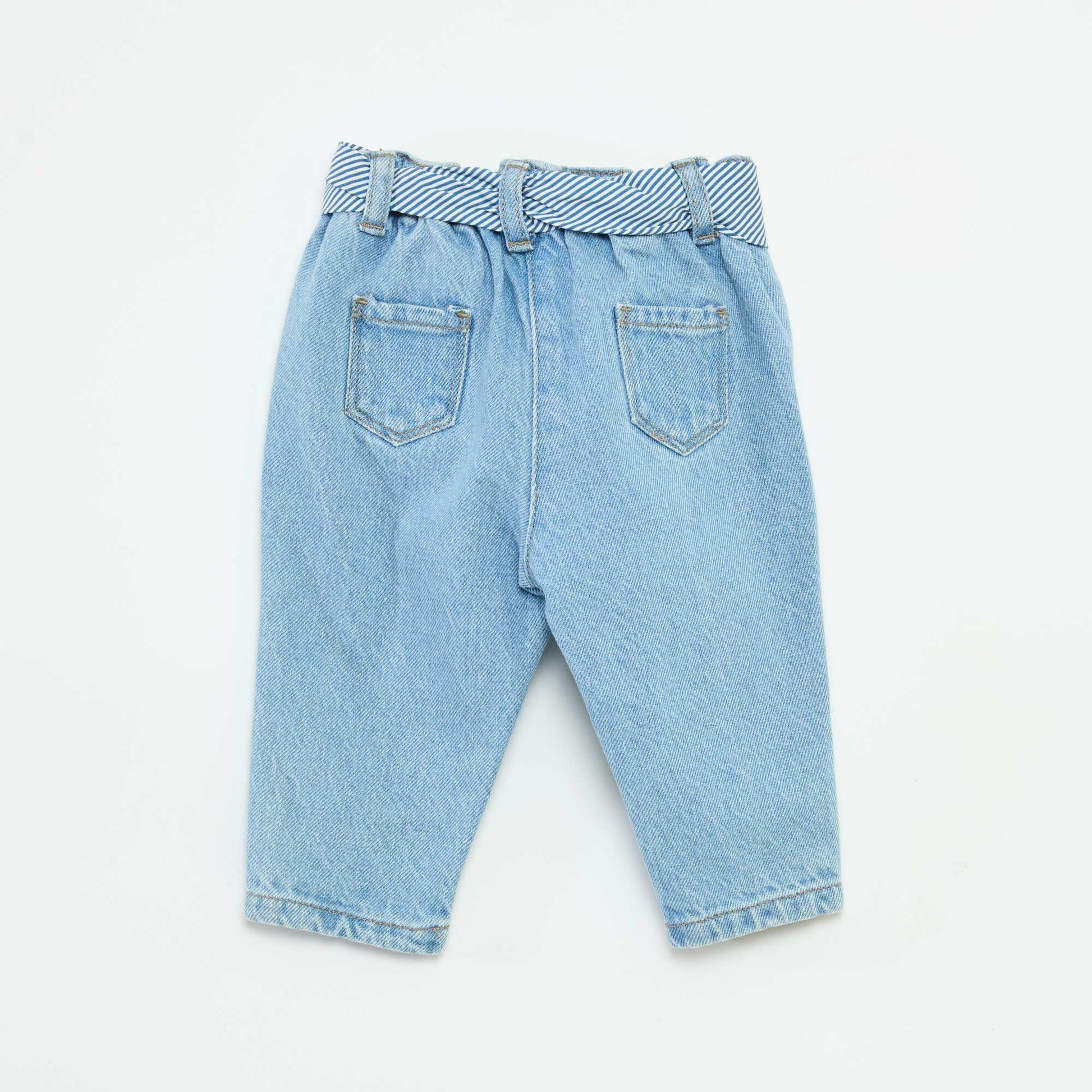 Jean paperbag + ceinture à motif BLEU