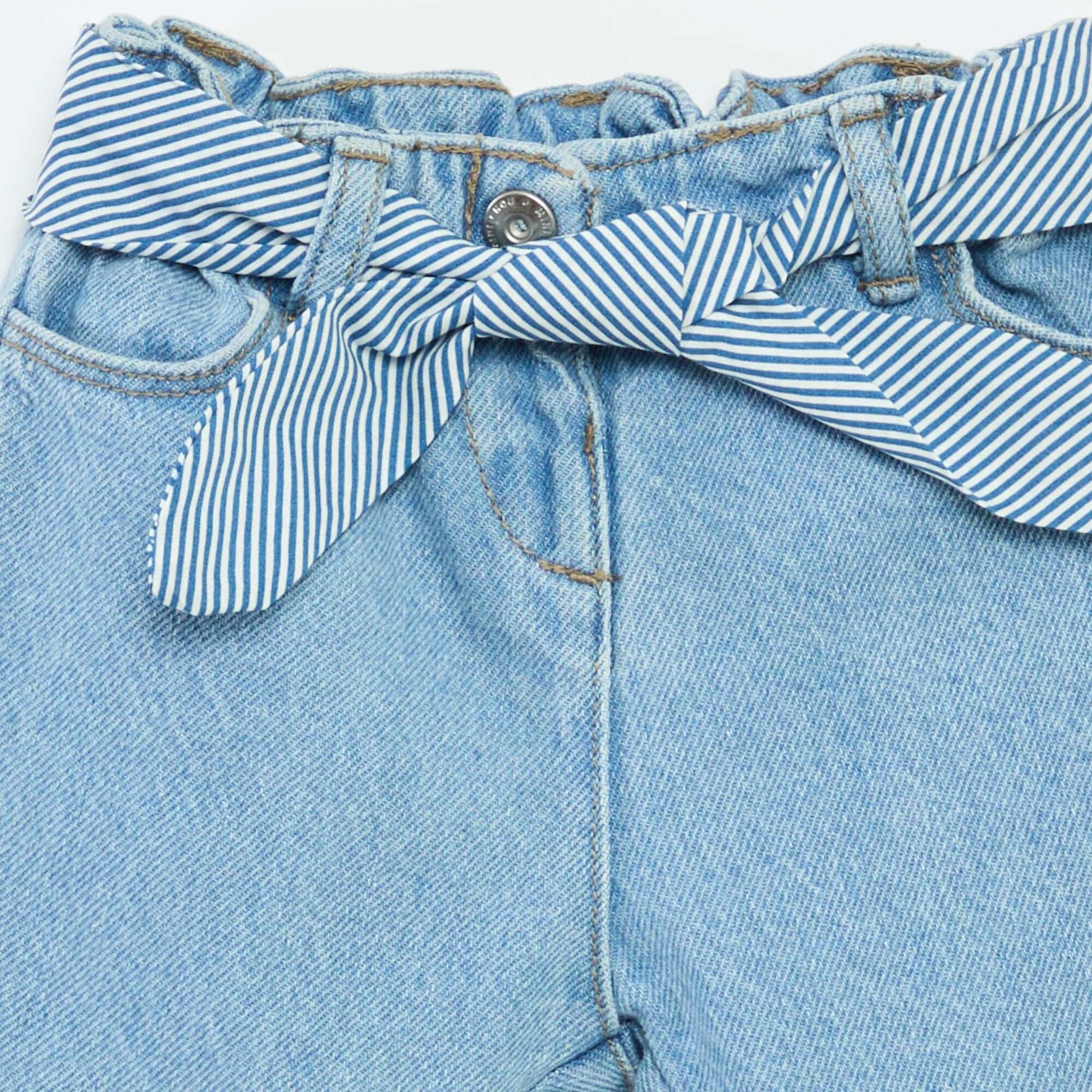 Jean paperbag + ceinture à motif BLEU