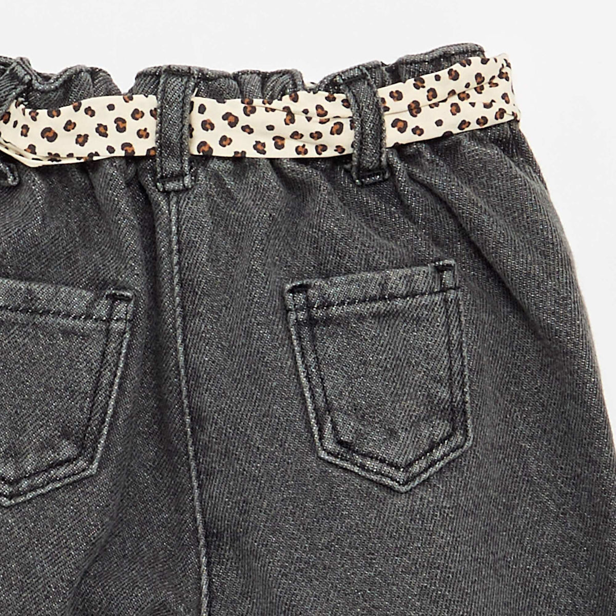 Jean paperbag + ceinture à motif BLANC