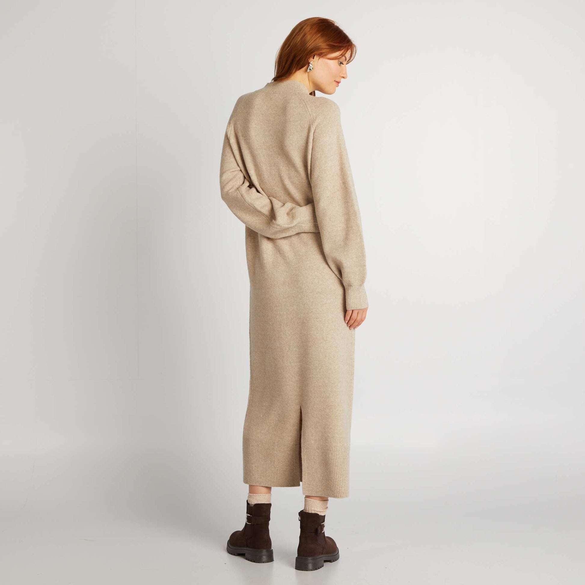 Robe pull midi Beige