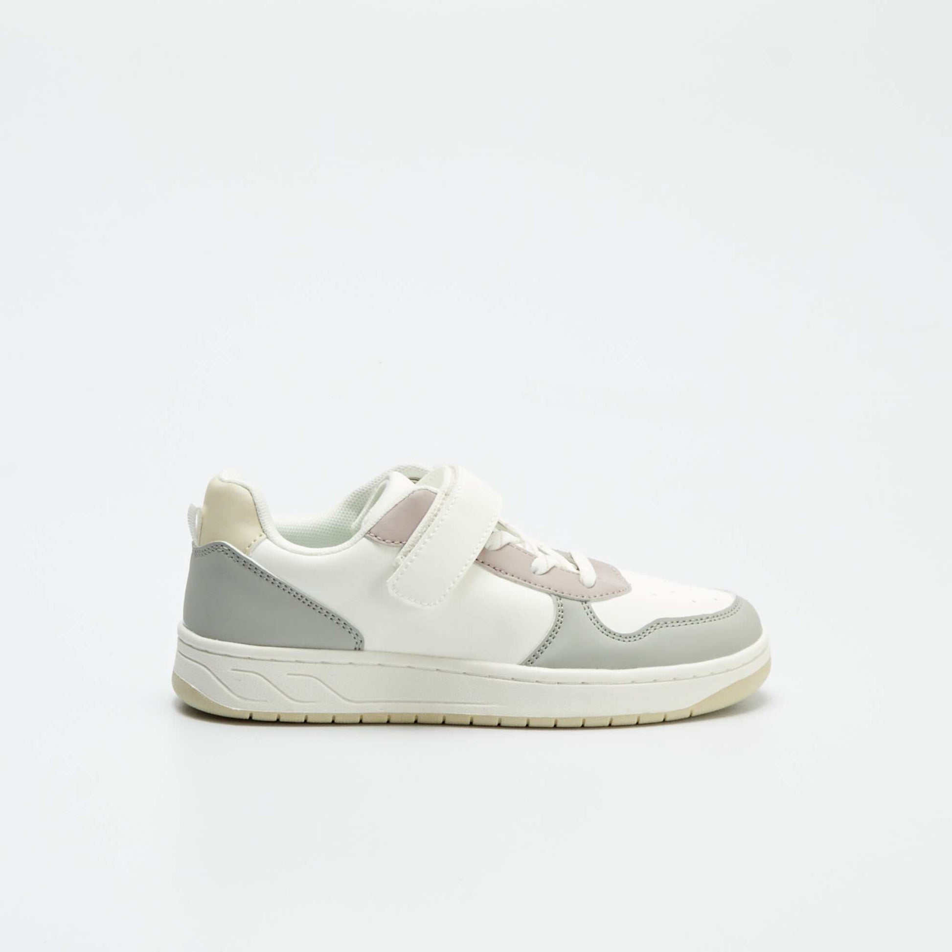 Baskets basses en simili color-block Blanc/gris