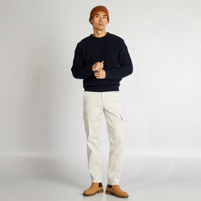 Pantalon multipoches coupe droite Gris