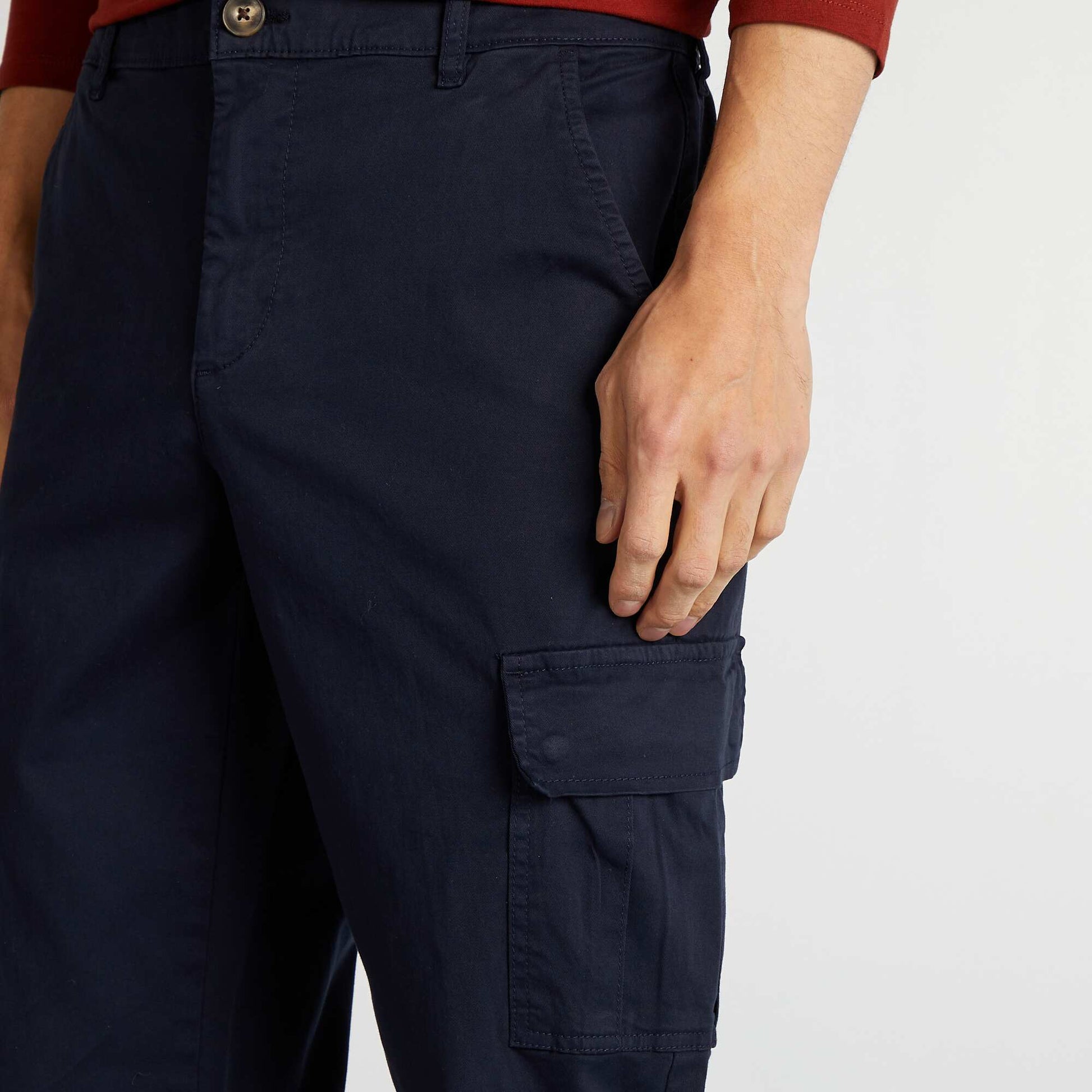 Pantalon multipoches coupe droite MARINE