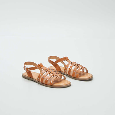 Sandales à brides cloutées Marron