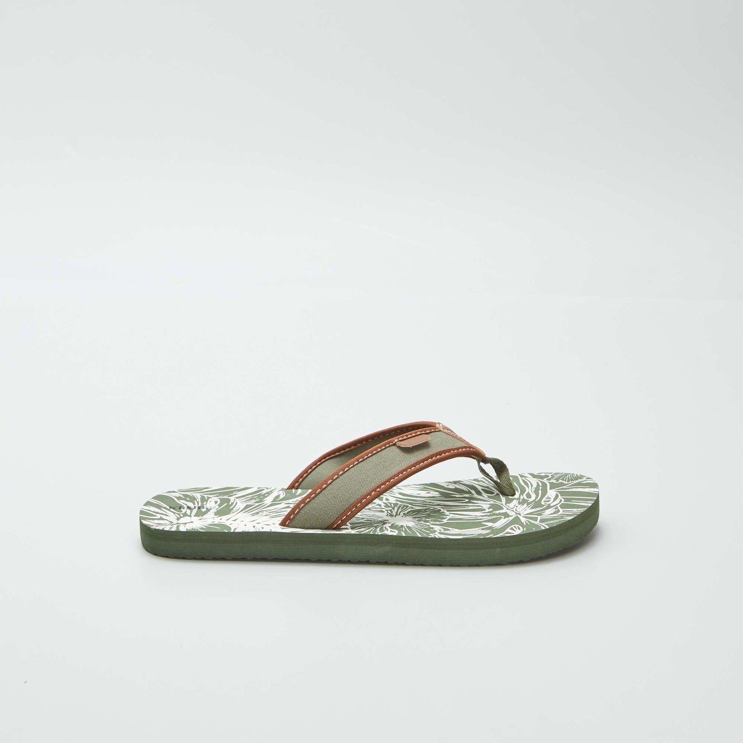 Tongs imprimées avec lanières en tissu KAKI