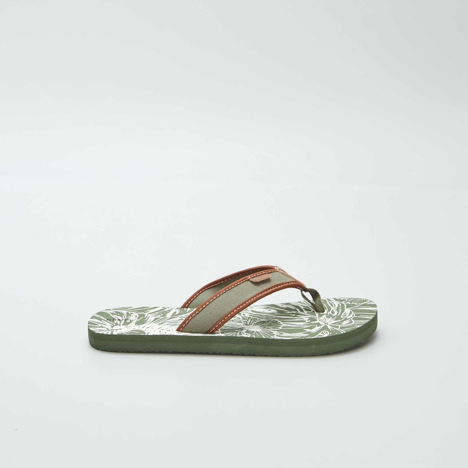 Tongs imprimées avec lanières en tissu KAKI