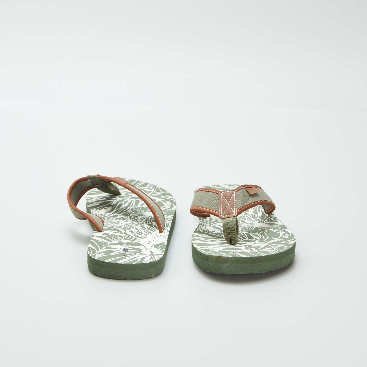 Tongs imprimées avec lanières en tissu KAKI