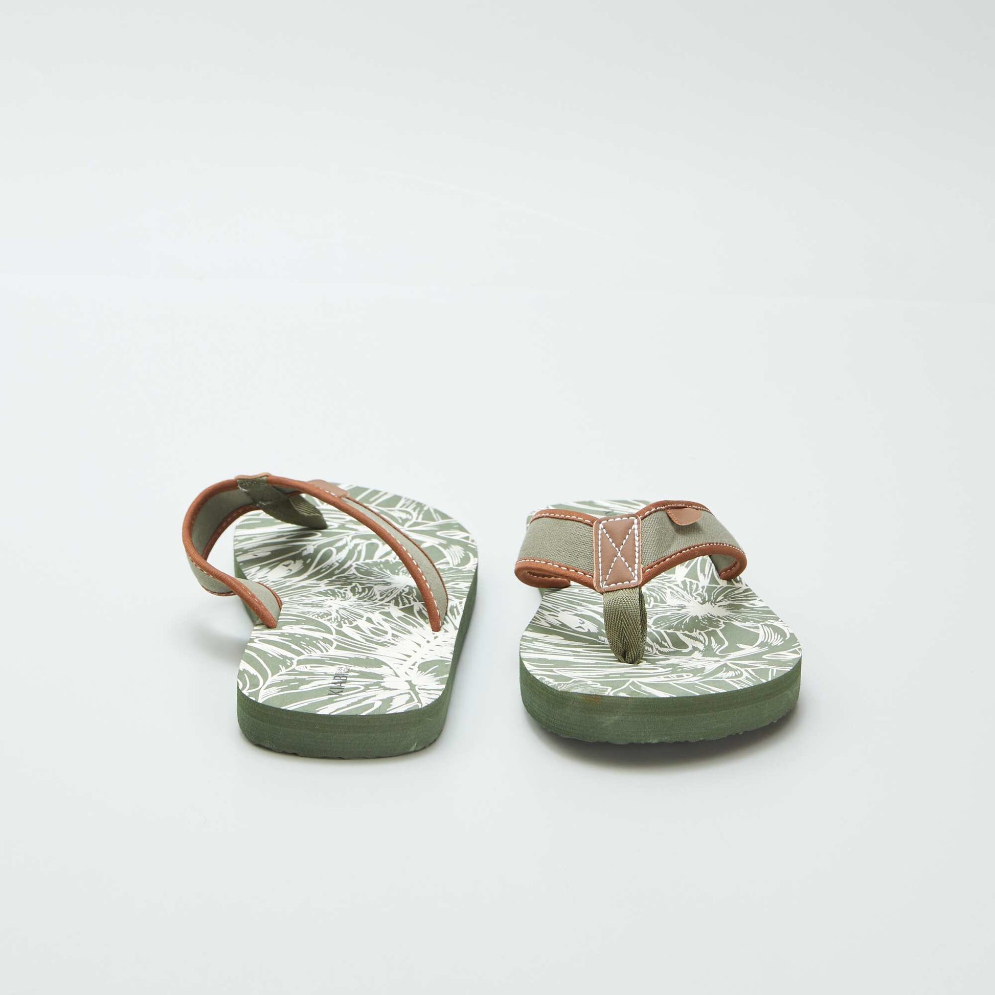 Tongs imprimées avec lanières en tissu KAKI