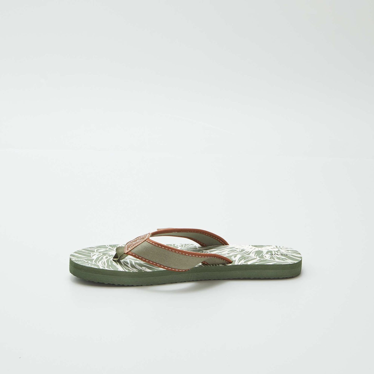 Tongs imprimées avec lanières en tissu KAKI