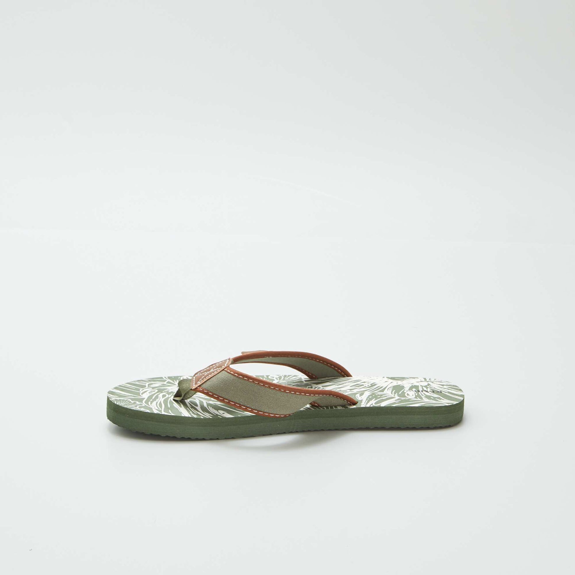 Tongs imprimées avec lanières en tissu KAKI