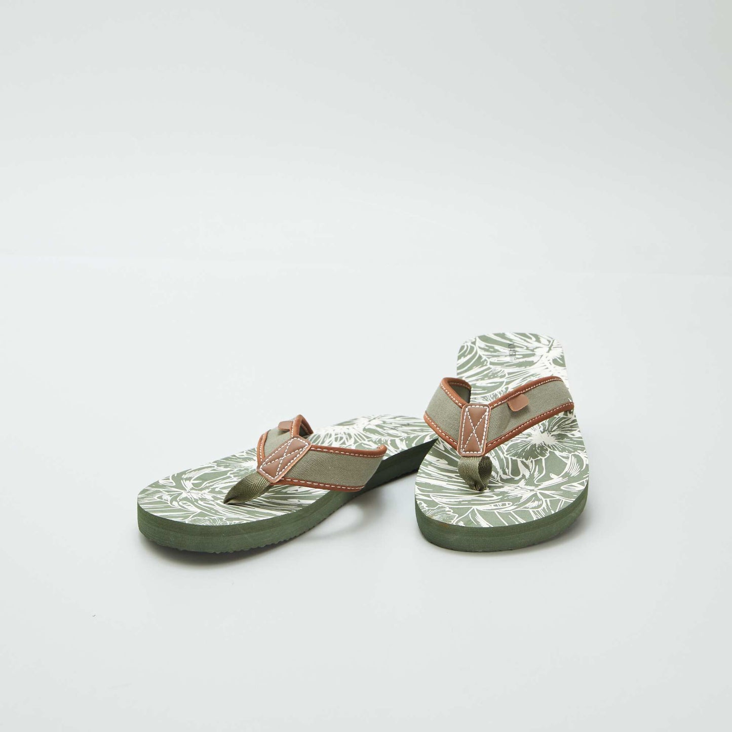 Tongs imprimées avec lanières en tissu KAKI