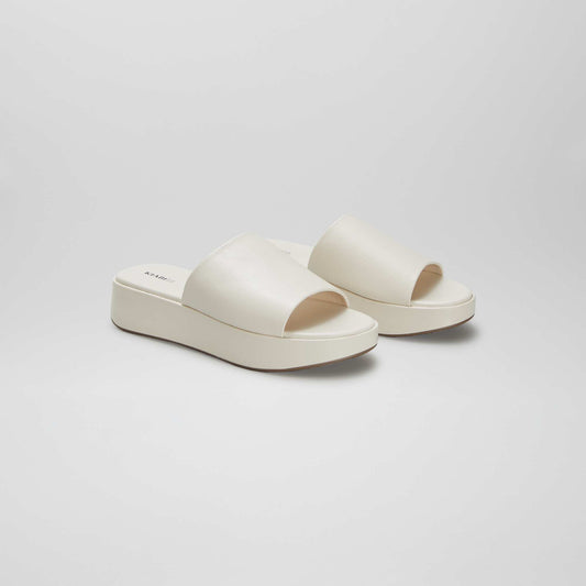 Mules compensées en simili Beige