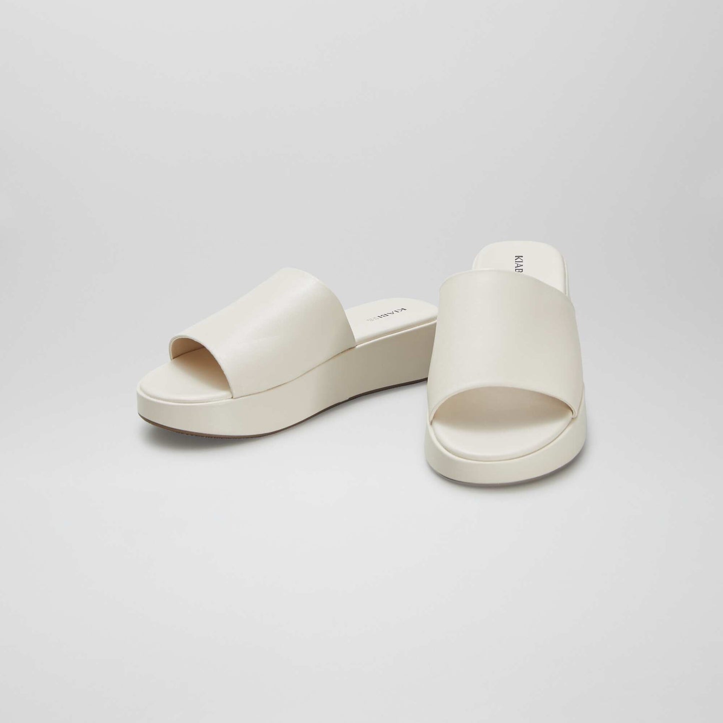 Mules compensées en simili Beige