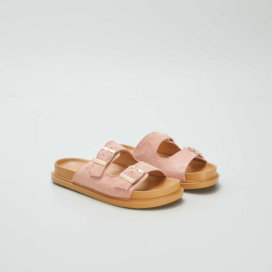 Mules épaisses double bride Rose