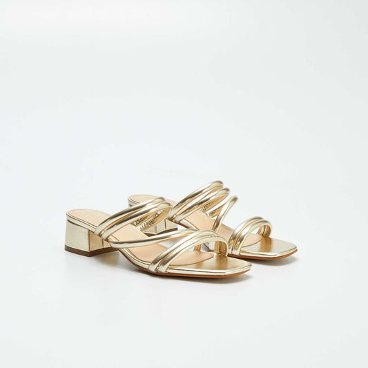 Mules à talons en simili Doré