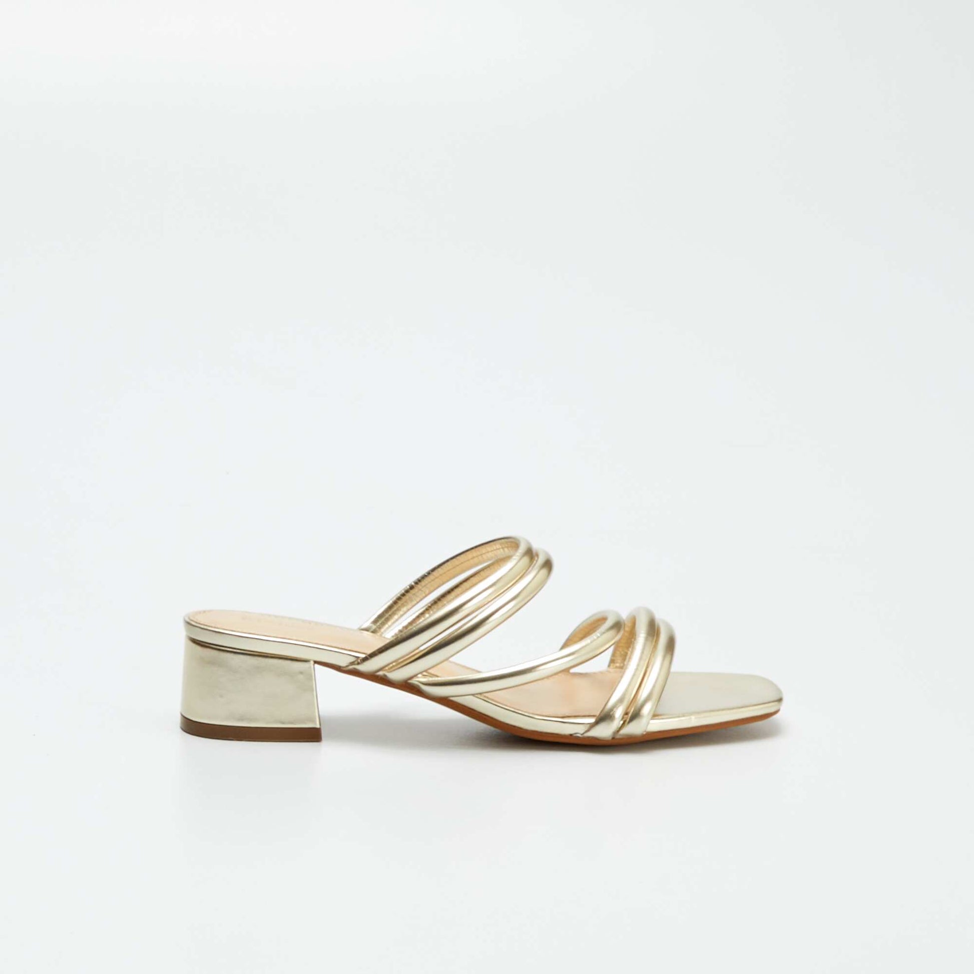 Mules à talons en simili Doré