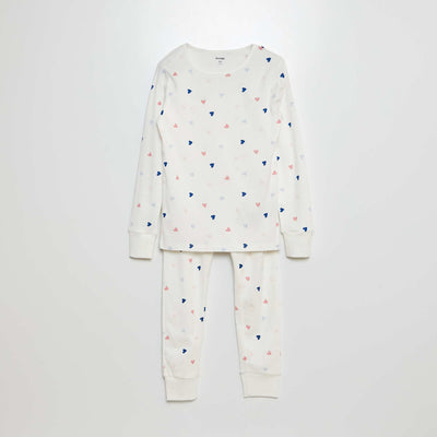 Pyjama long t-shirt + pantalon - 2 pièces Blanc