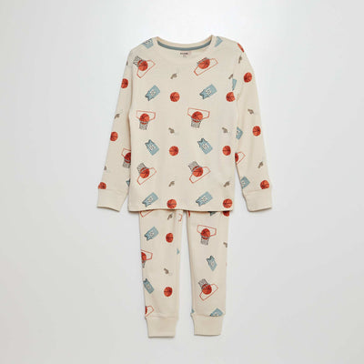 Pyjama long t-shirt + pantalon - 2 pièces Blanc