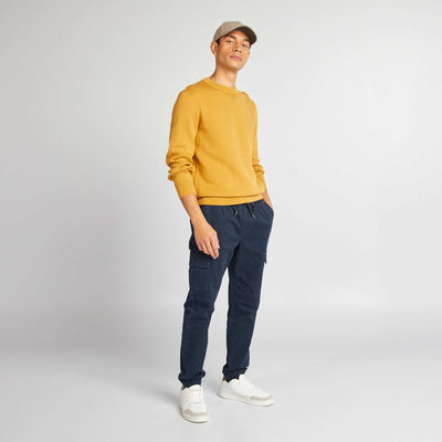 Pantalon multipoches avec ceinture élastique + cordons Bleu