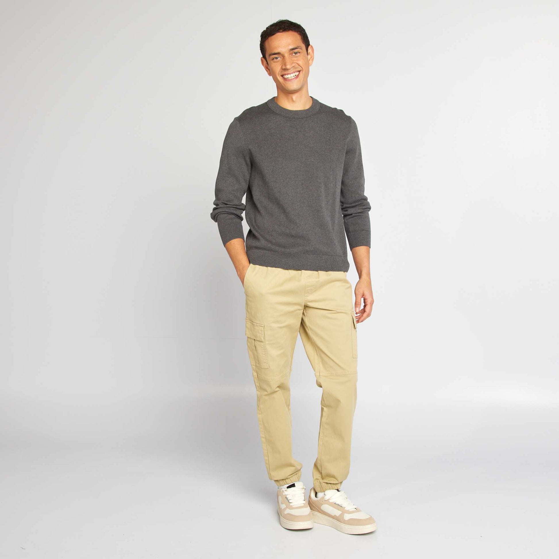 Pantalon multipoches avec ceinture élastique + cordons Vert