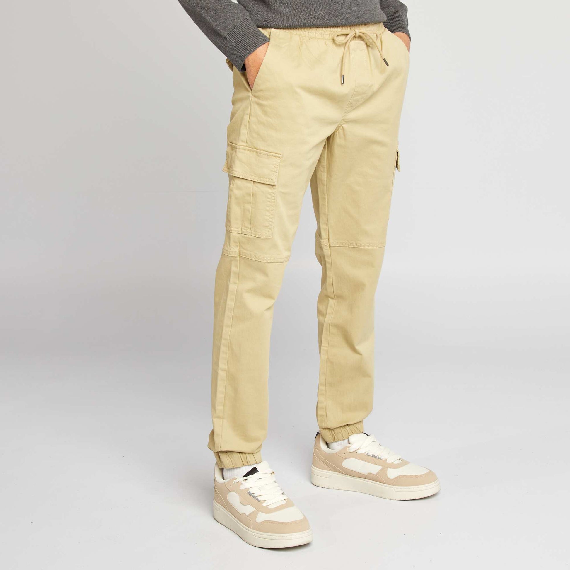 Pantalon multipoches avec ceinture élastique + cordons Vert