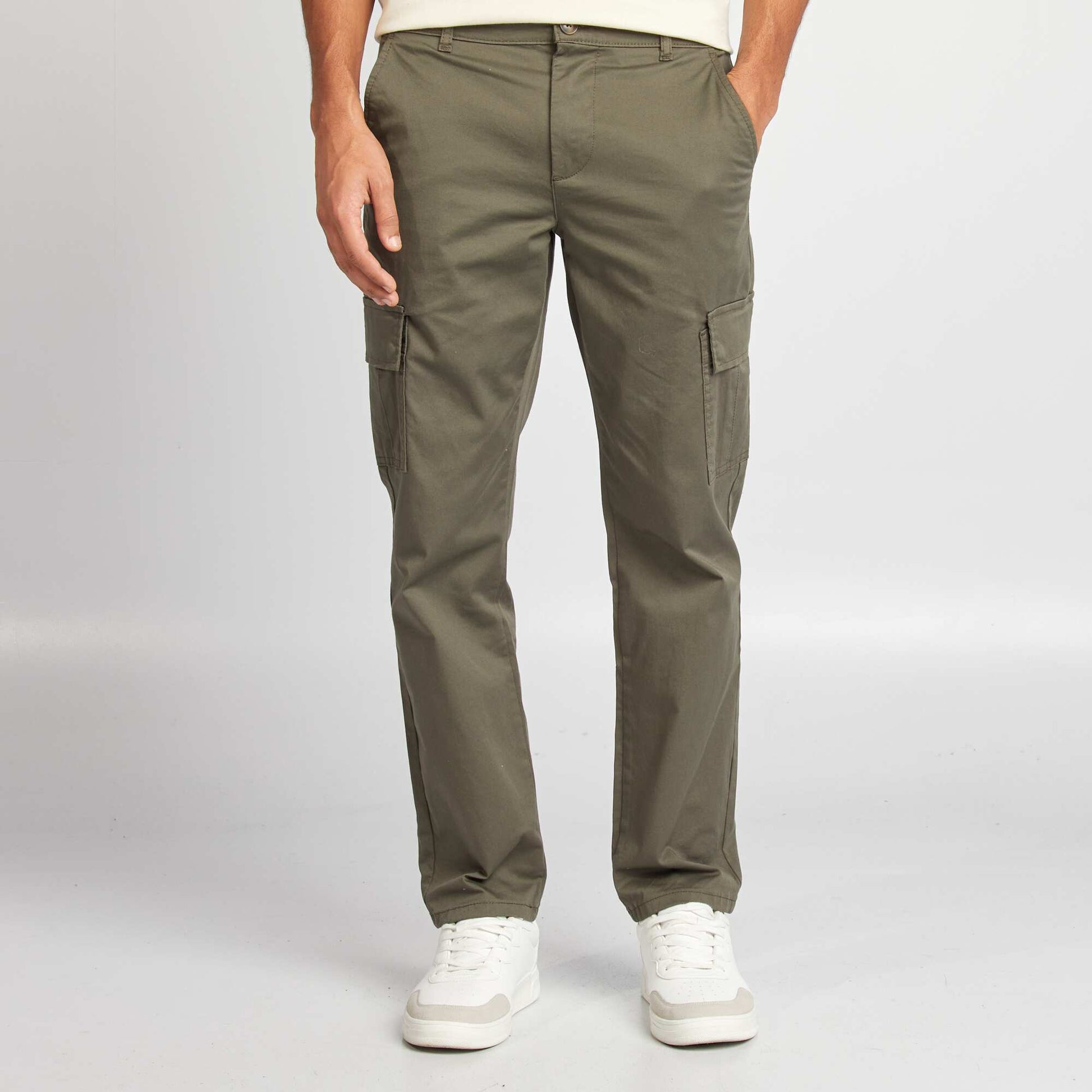 Pantalon multipoches coupe droite KAKI