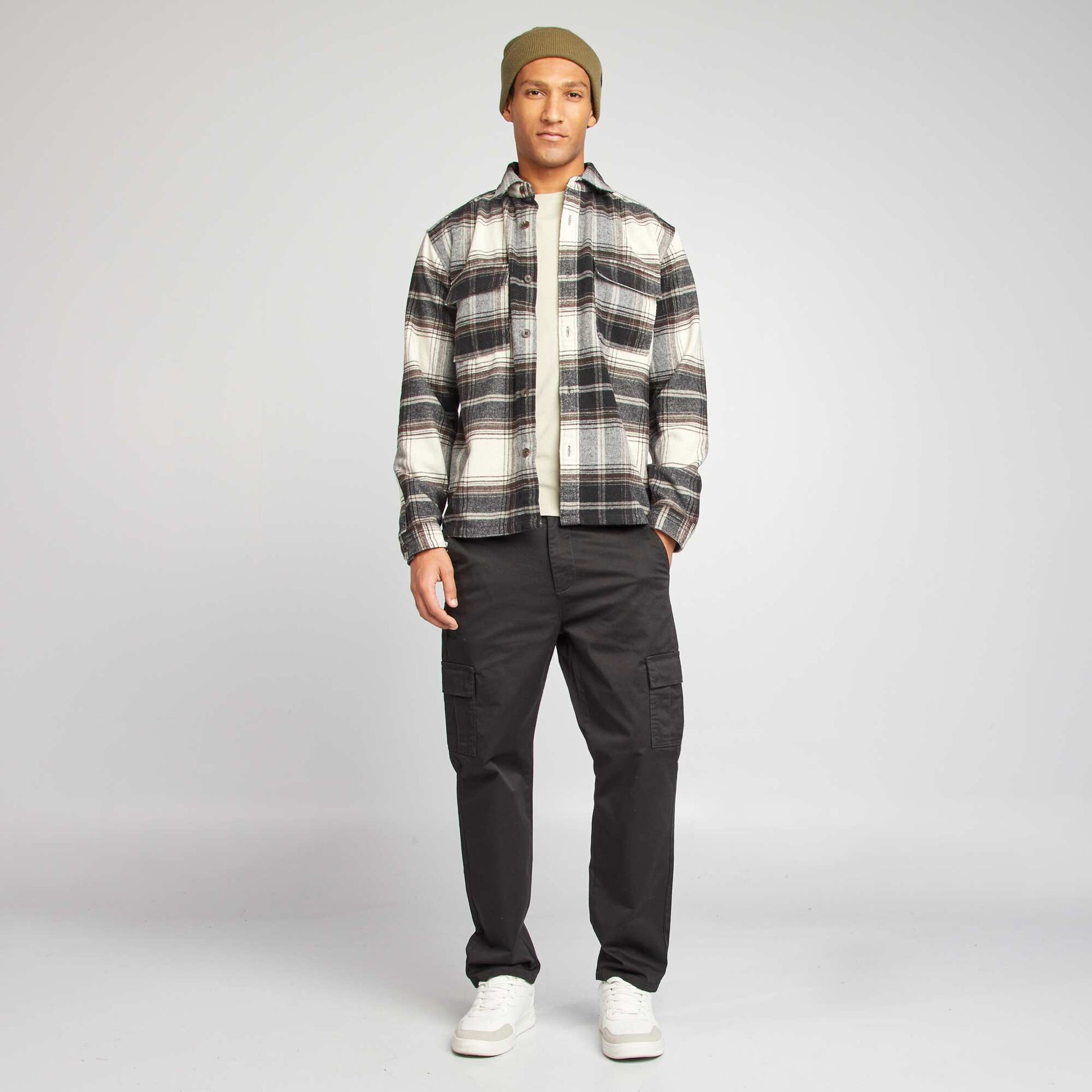 Pantalon multipoches coupe droite NOIR