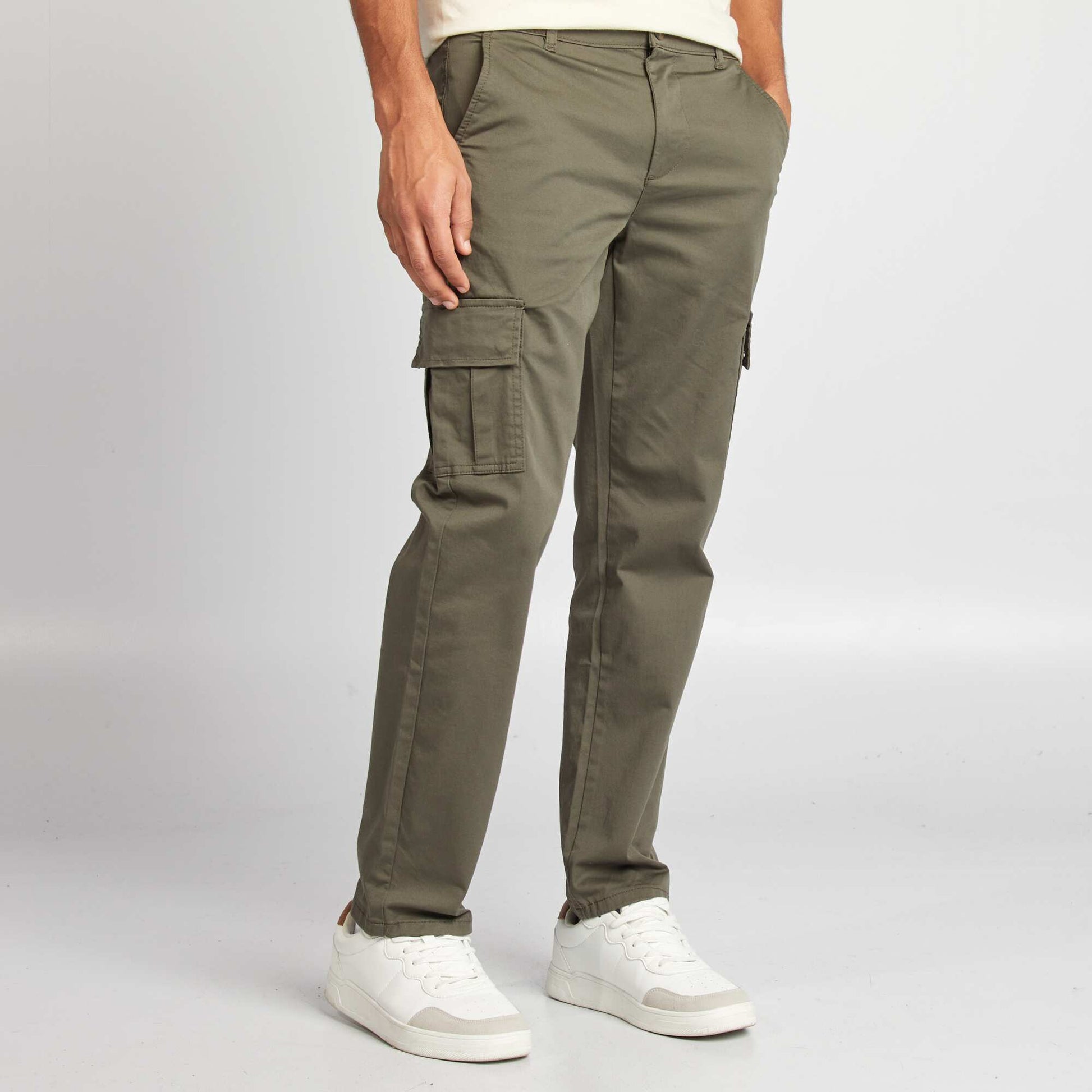 Pantalon multipoches coupe droite KAKI