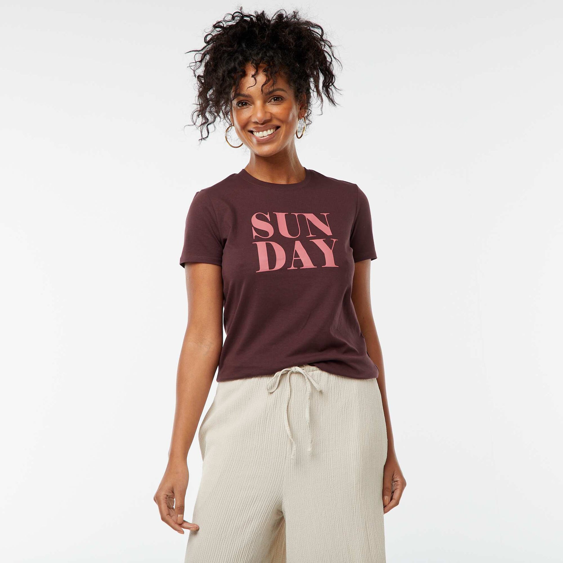 T-shirt imprimé MARRON