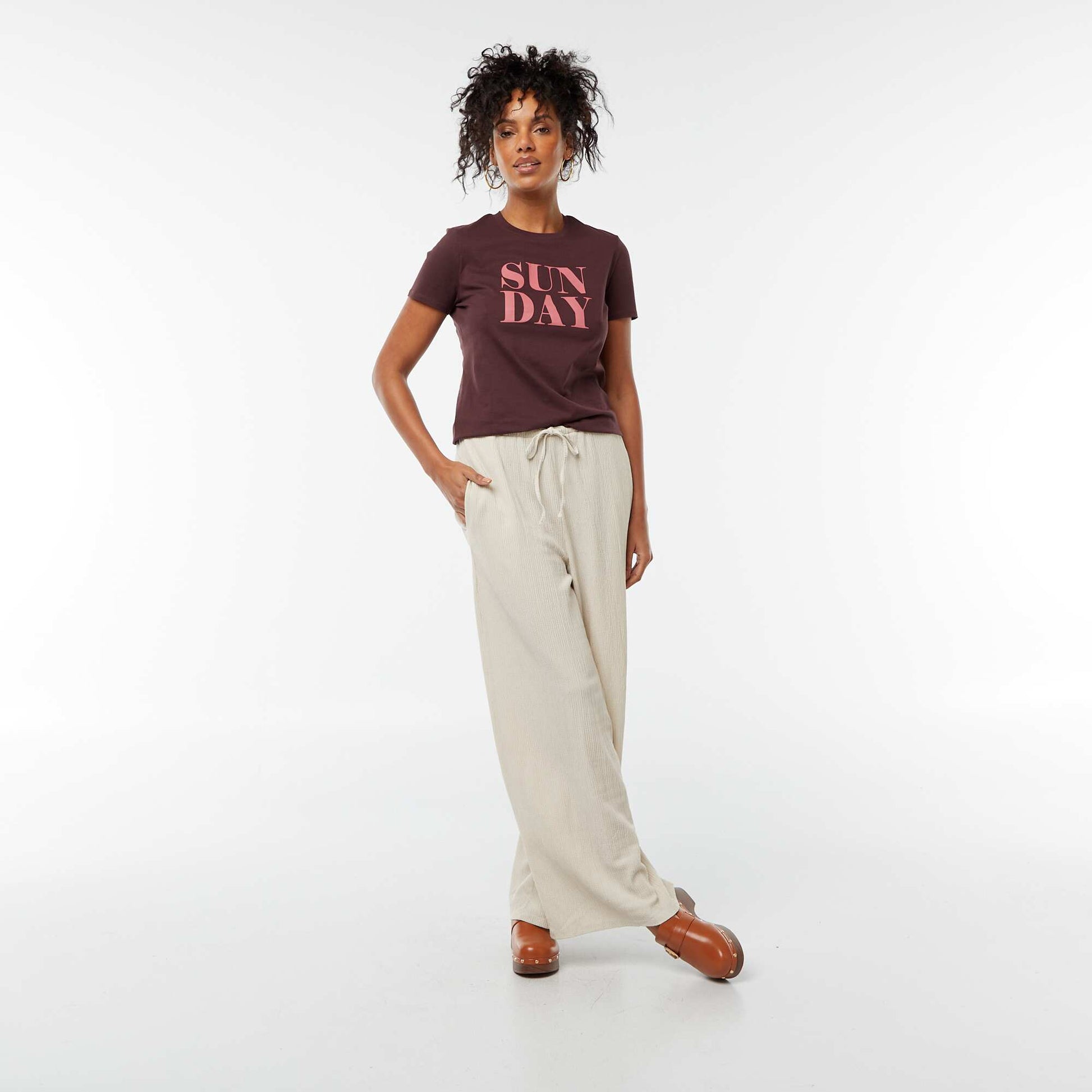 T-shirt imprimé MARRON
