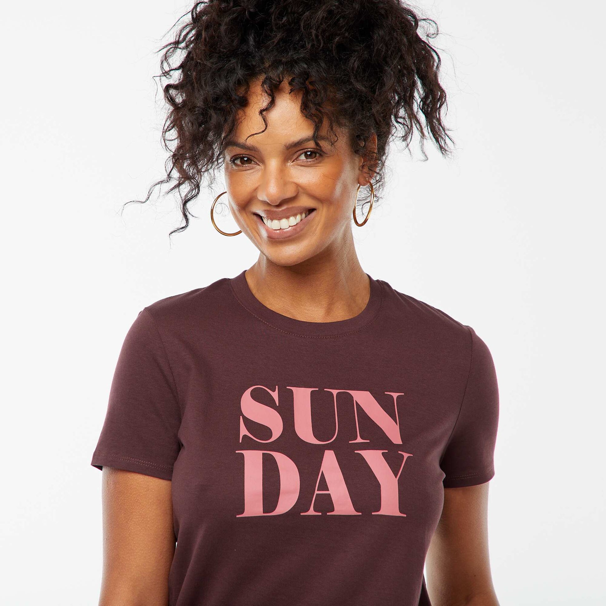 T-shirt imprimé MARRON