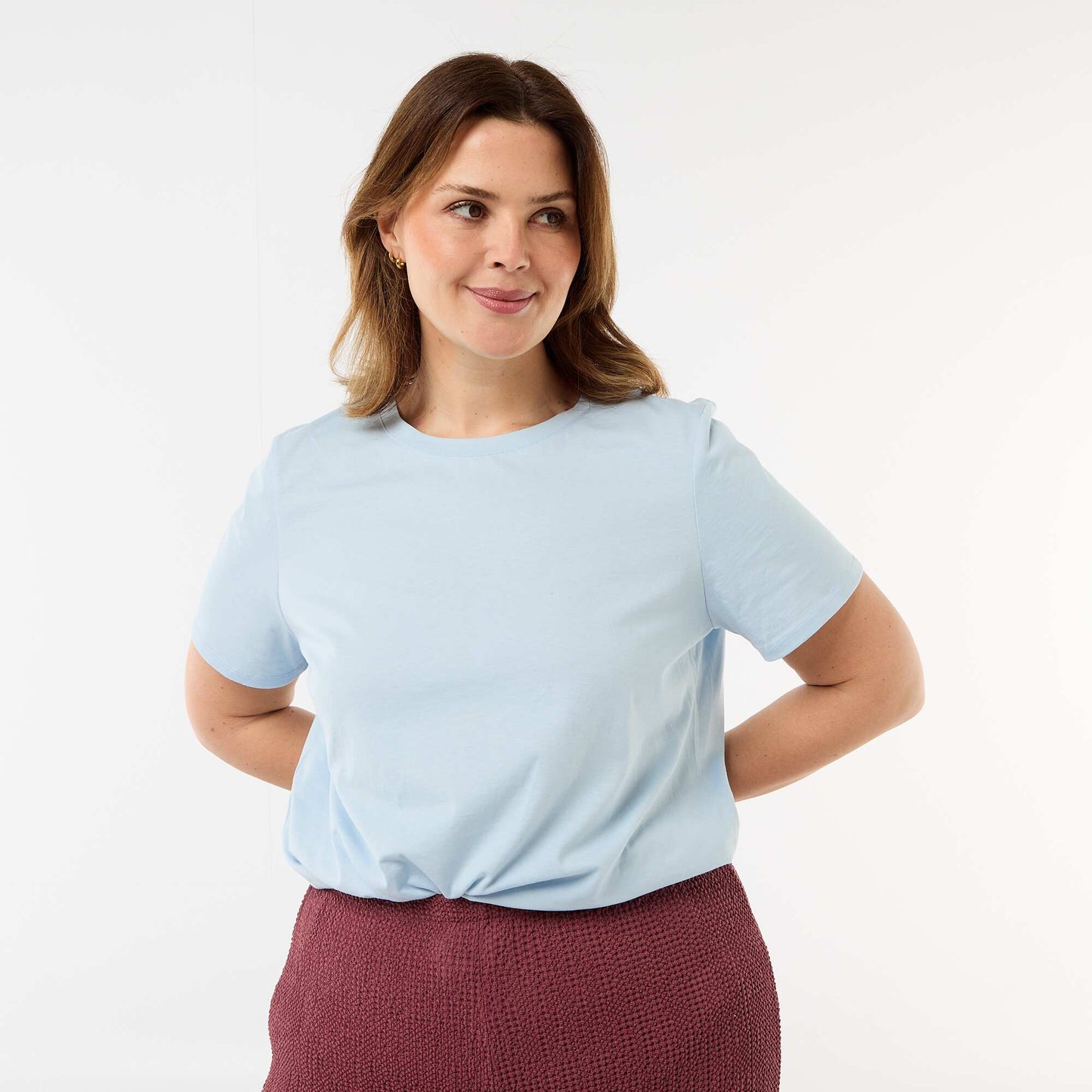 T-shirt en maille jersey manches courtes BLEU