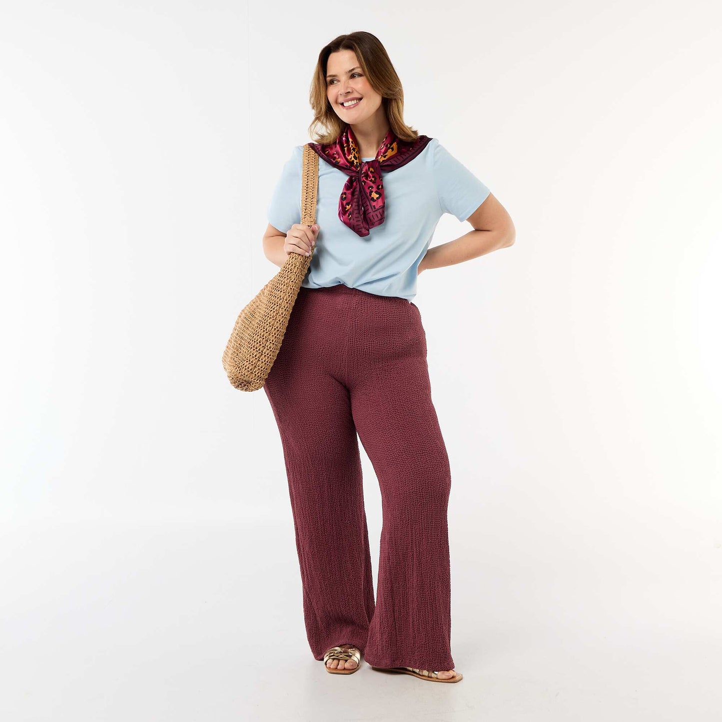 T-shirt en maille jersey manches courtes BLEU