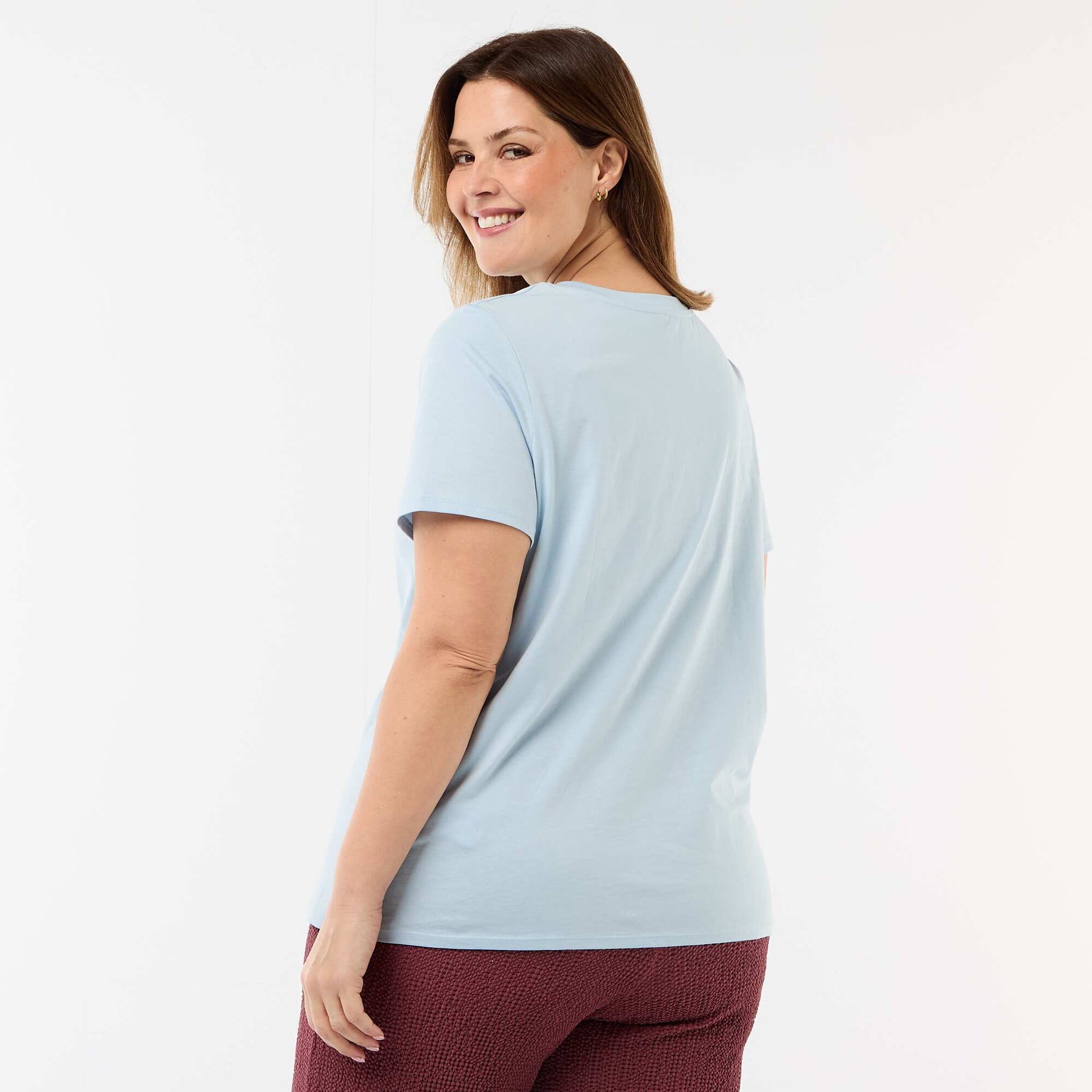 T-shirt en maille jersey manches courtes BLEU