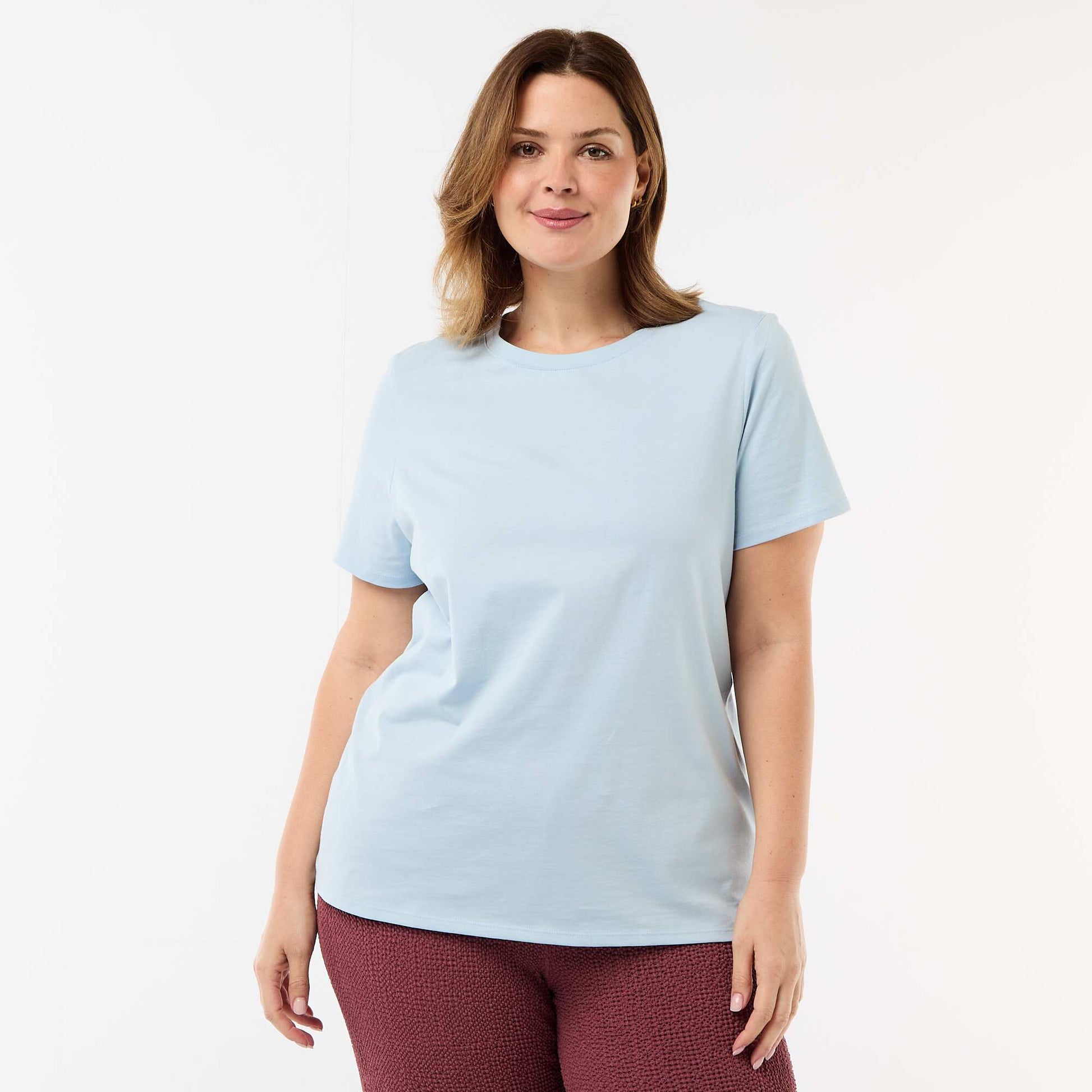T-shirt en maille jersey manches courtes BLEU