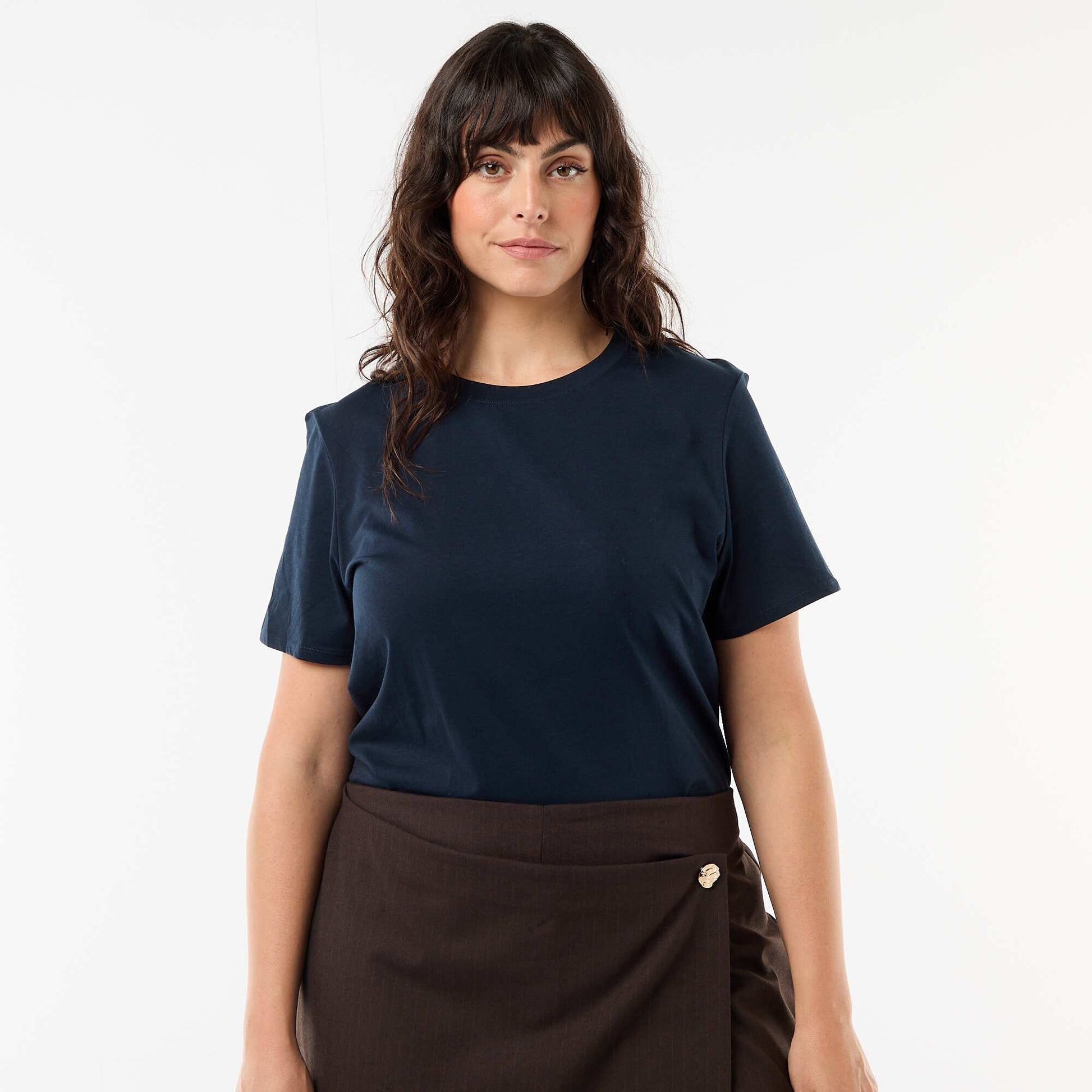 T-shirt en maille jersey manches courtes BLEU